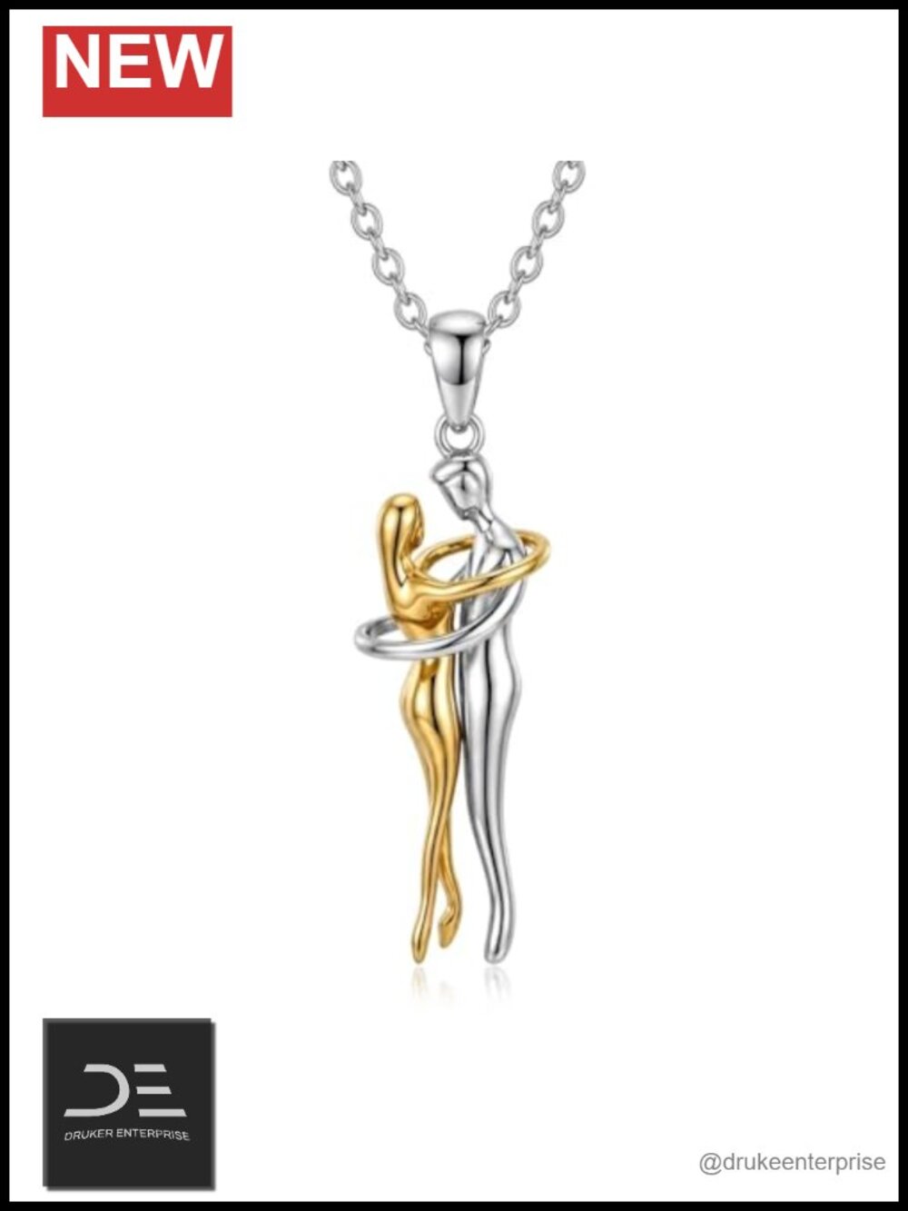 Hug Necklace for Couples Women 925 Sterling Silver Matching Pendant Necklace